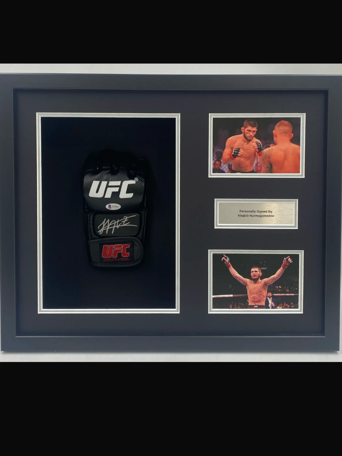 Framed signed Khabib Nurmagomedov UFC Glove Display