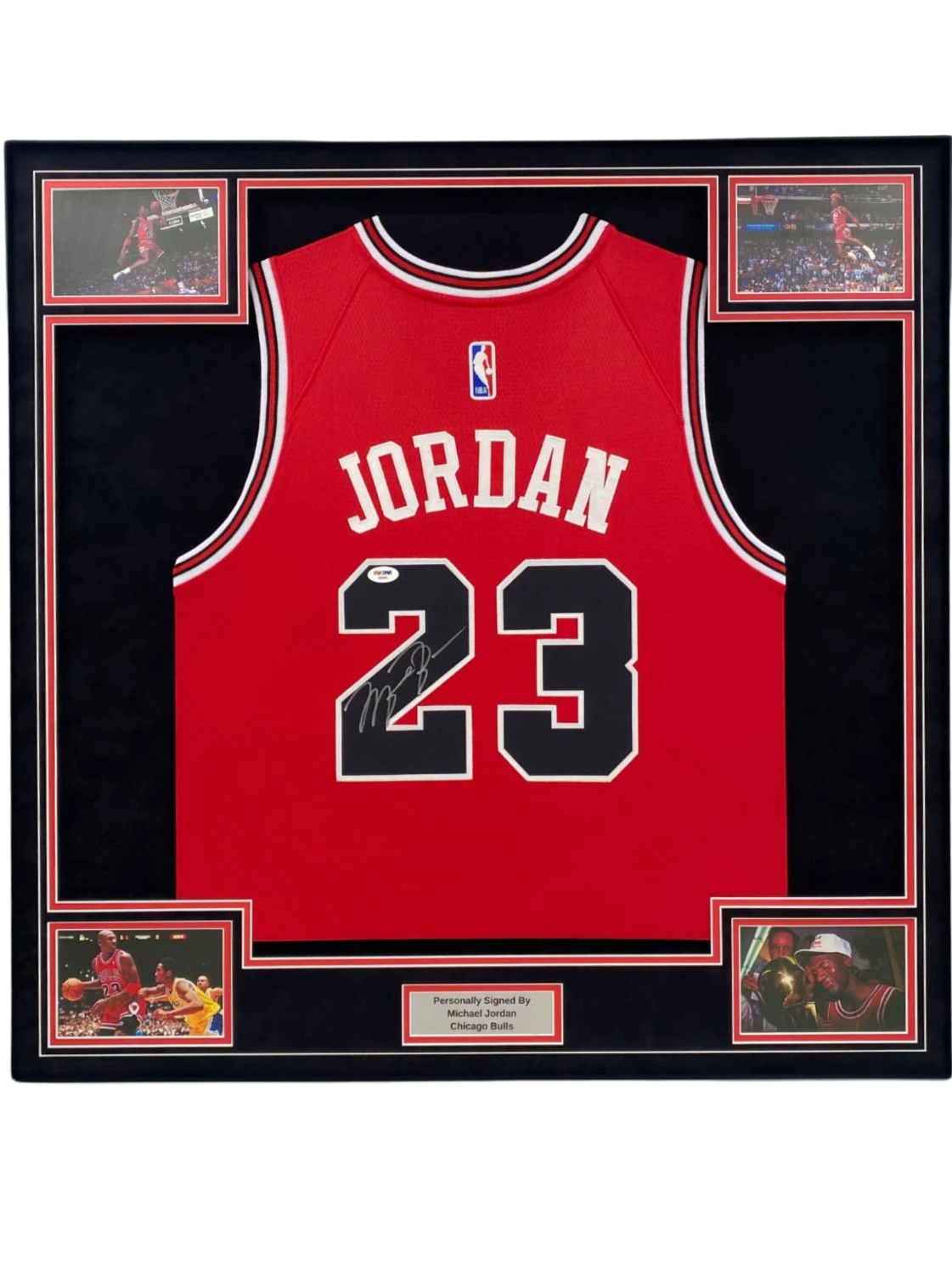 Framed signed Michael Jordan Chicago Bulls #23 Jersey Display
