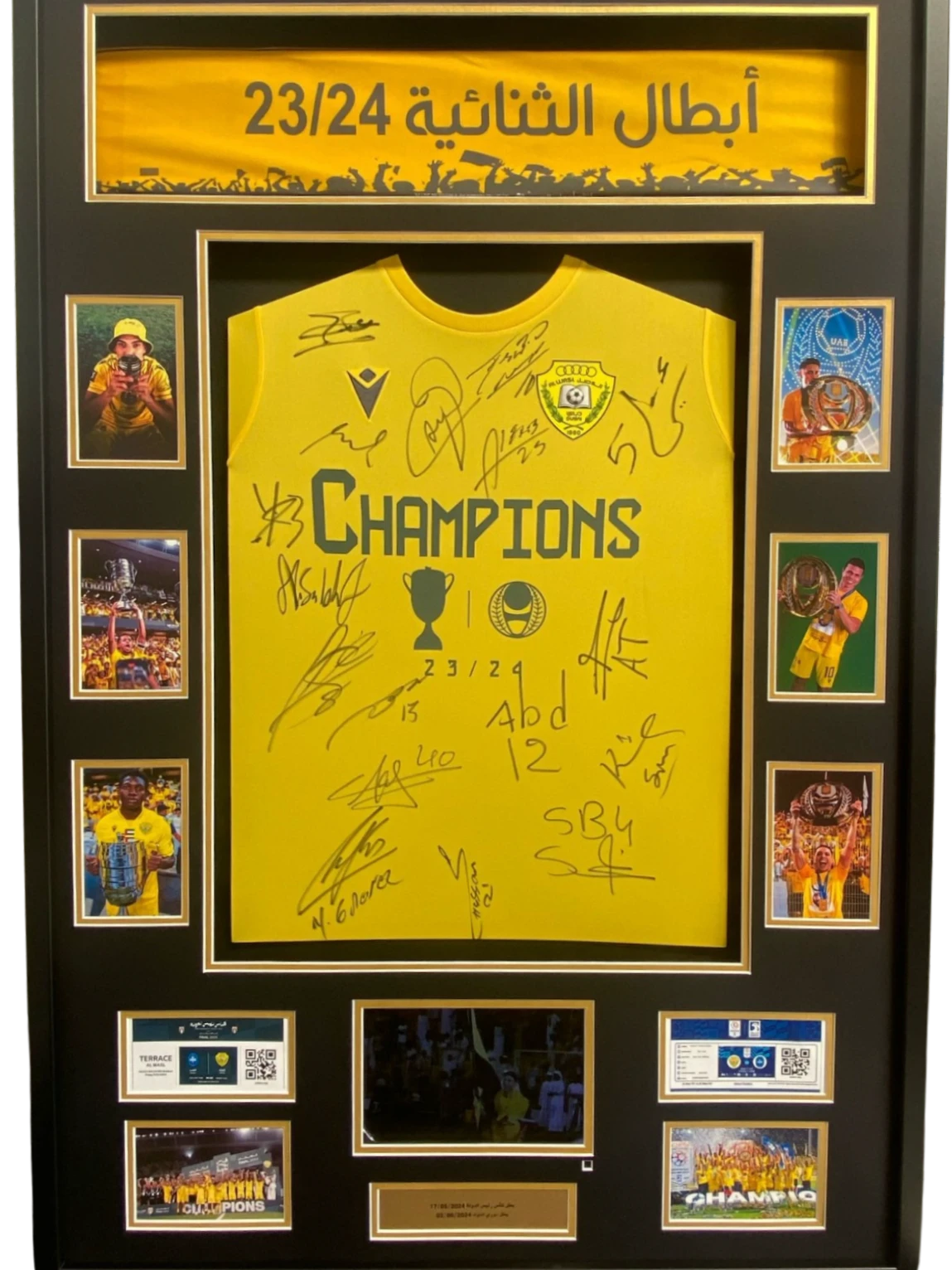 Framed Signed Al Wasl FC 23/24 Double Champions Squad Jersey Display