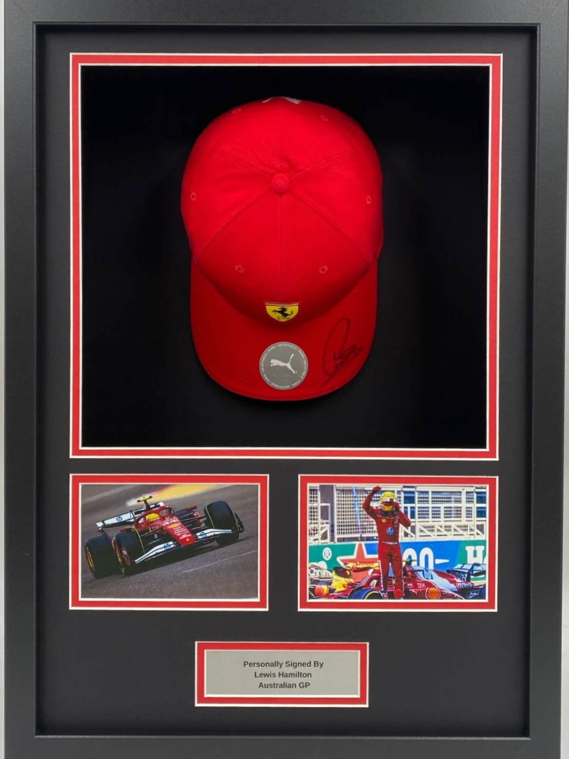 Signed Lewis Hamilton #44 Australian GP red cap display